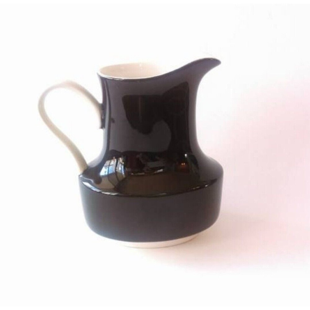 Vintage Mikasa Iron Stone Creamer Black and White Made in Japan Mid Century